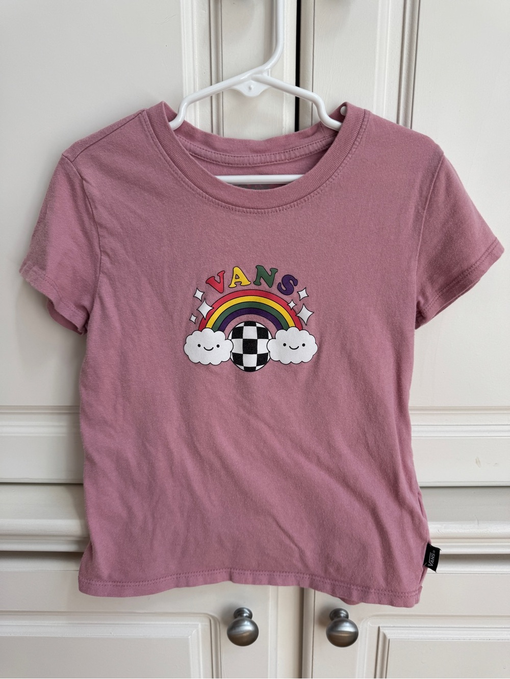 Vans Girls Rainbow Checkerboard Pink T-Shirt